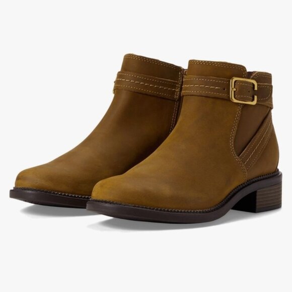 Clarks Brown Maye Buckle Leather Ankle Boots Booties Size 7.5 bin 3D - Picture 8 of 8